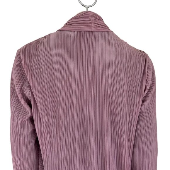CHICO'S Easywear Accordion Pleated Bubble Hem Open Front Jacket  Mauve Pink SZ M - Picture 5 of 10